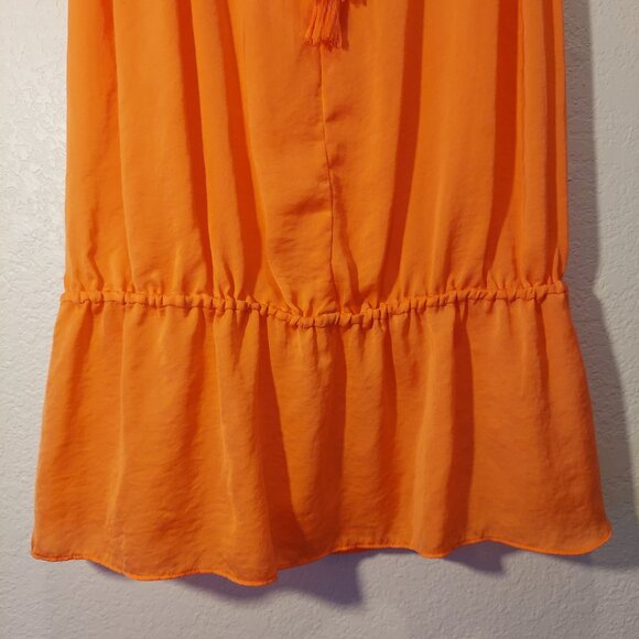 Joe Fresh Bright Orange Sleeveless Boho Peplum Blouse with Tassel Tie Size S - Picture 4 of 8